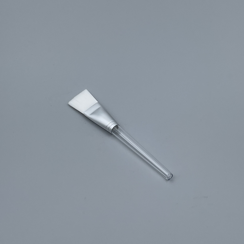 敷臉刷 中空薄型透柄白毛 霧銀中束 104-0093