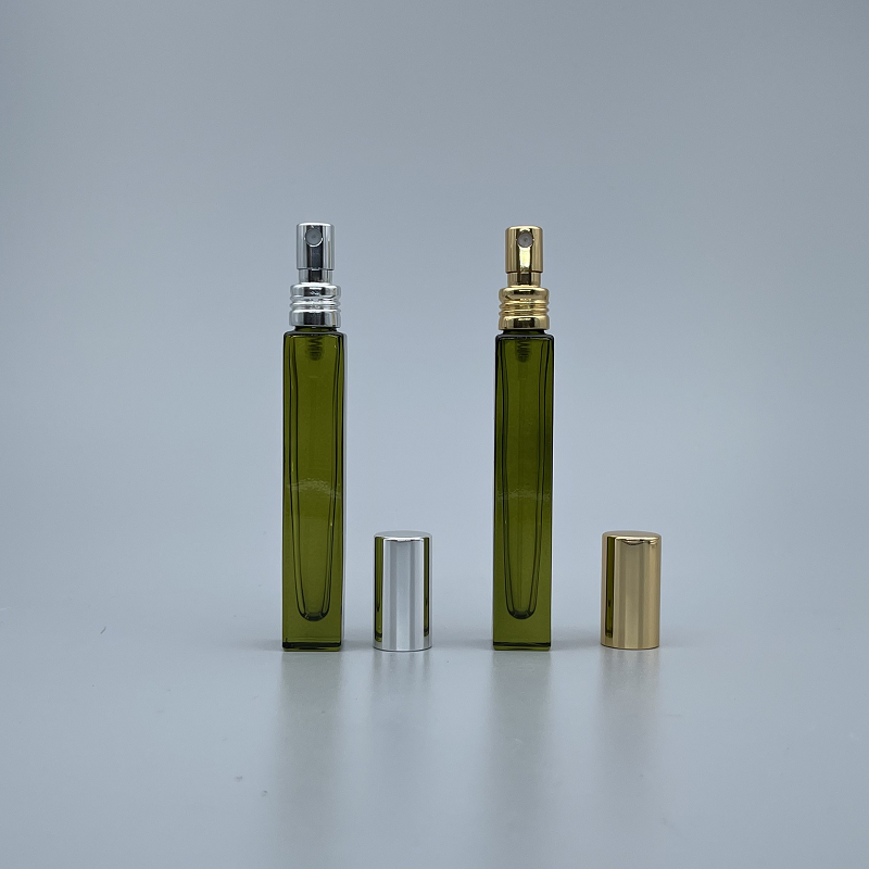 噴瓶 綠玻 10ml 四角 銀噴附銀蓋