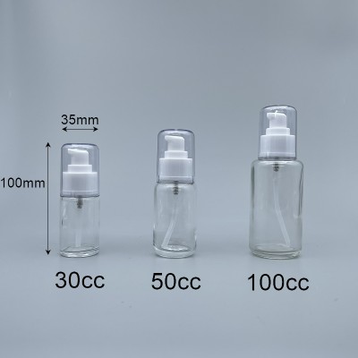 壓瓶 附蓋 透玻 30cc  蓋無滾邊 L-0350