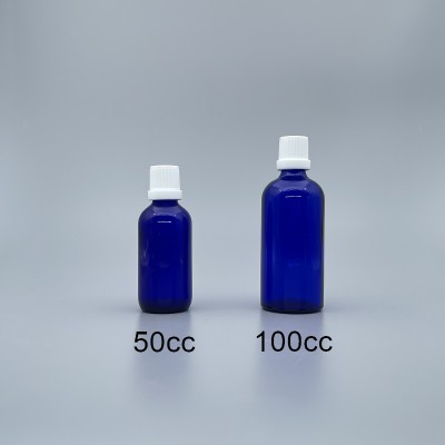 精油瓶 藍色 白色安全蓋 100cc 高型