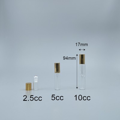 滾珠瓶 透明 10cc 鋼珠頭 金蓋 17x75mm