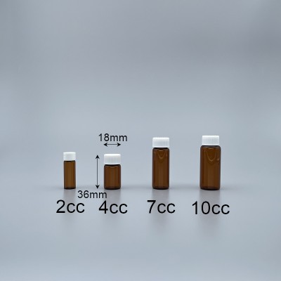 玻璃瓶 白蓋 茶色4cc 18x33mm