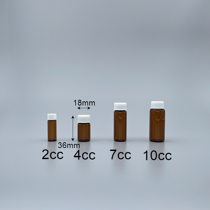 玻璃瓶 白蓋 茶色4cc 18x33mm
