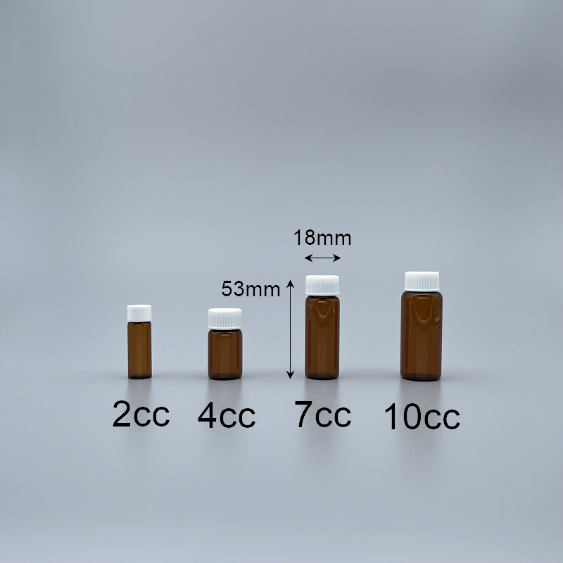 玻璃瓶 白蓋 茶色7cc 18x50mm