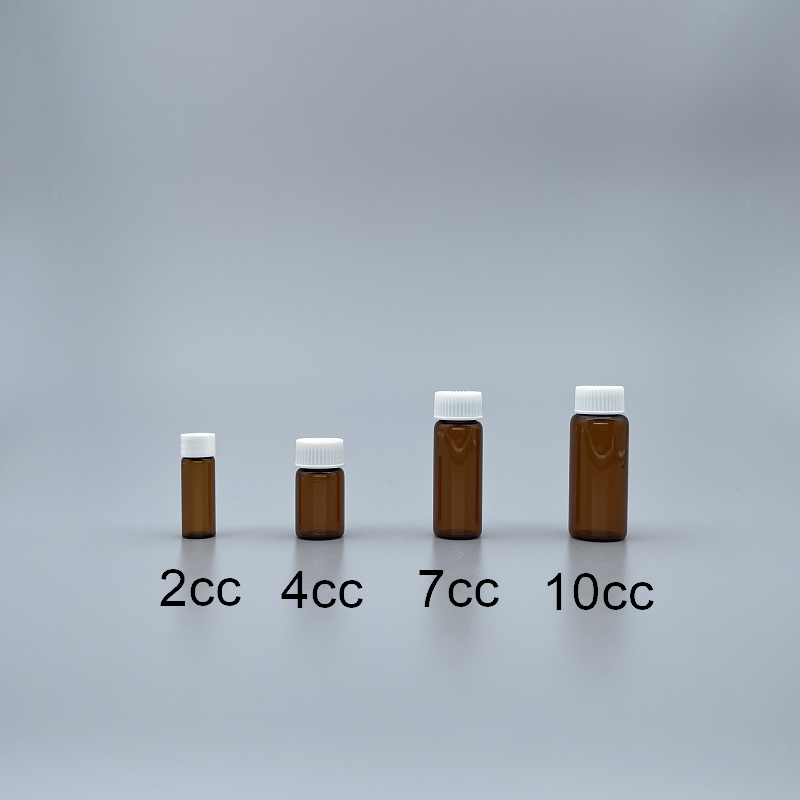 玻璃瓶 白蓋 茶色7cc 18x50mm