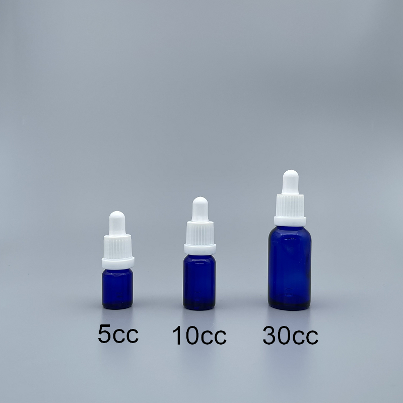 精油滴瓶 藍色 白配件 10ml 7x60吸管