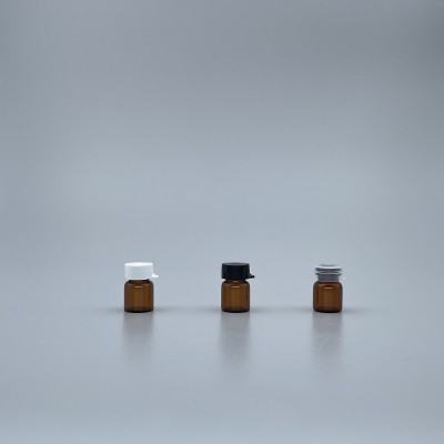 玻璃瓶 1.5cc 茶色+本色外套蓋 15x22.5mm