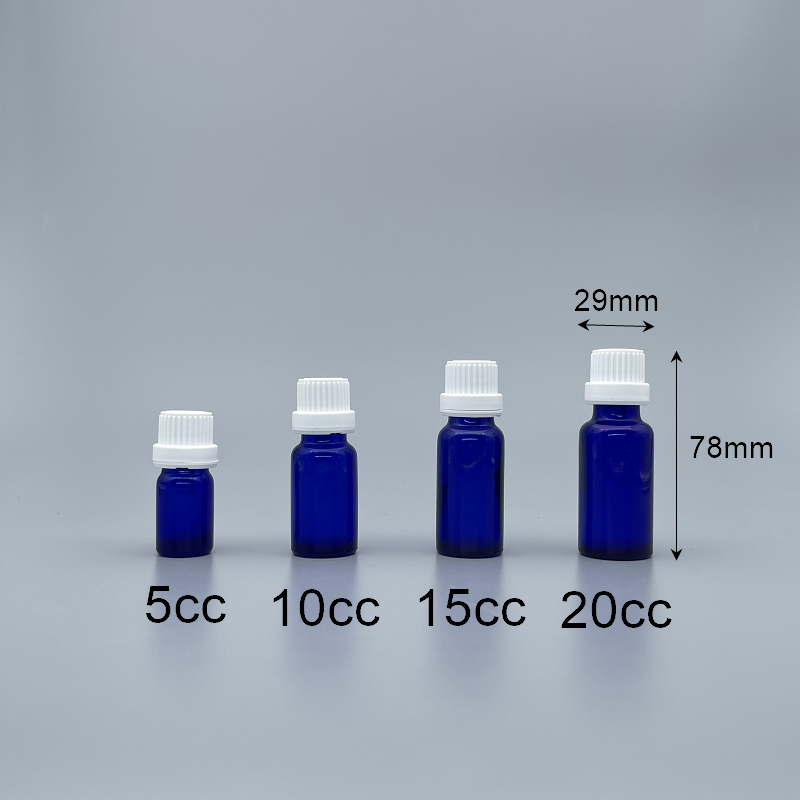 精油瓶 進口 藍 白大頭安全蓋 20cc