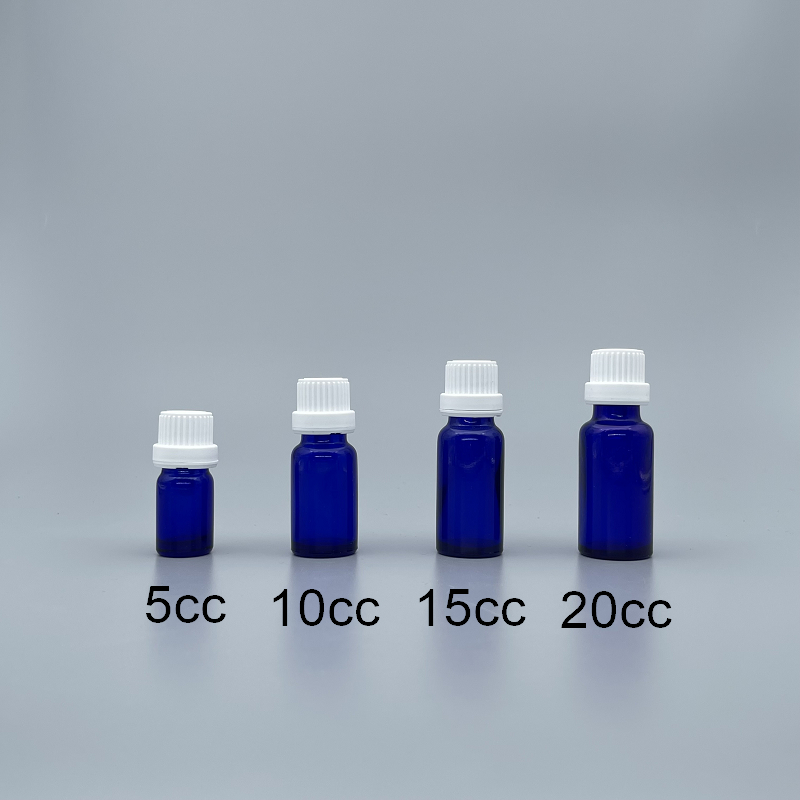 精油瓶 進口 藍 白大頭安全蓋 20cc