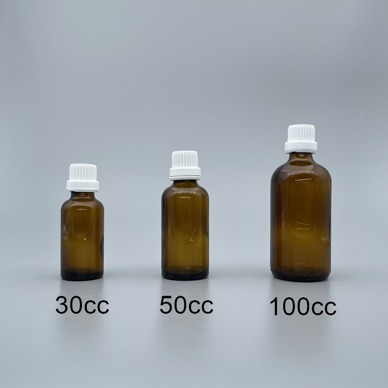 精油瓶 德國 茶色 白色大頭安全蓋 50cc