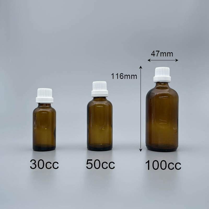 精油瓶 德國 茶色 白色大頭安全蓋 100cc