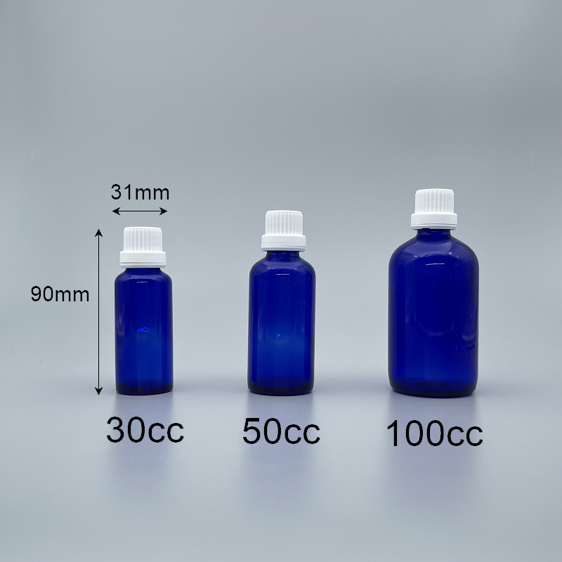 精油瓶 進口 藍 白大頭安全蓋 30cc