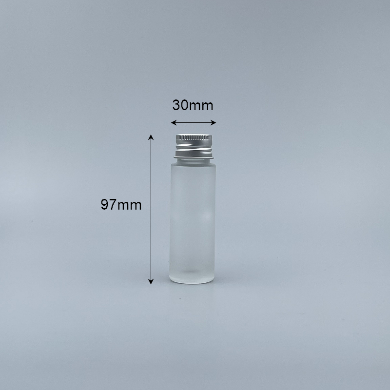 鋁蓋瓶 毛玻 30ml 全鋁蓋+有洞內塞 瘦長瓶 L-0332