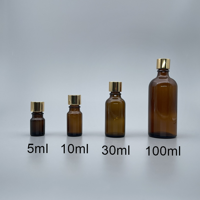 精油瓶 無內塞 金蓋 茶 100cc