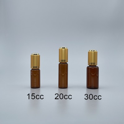 滴瓶 雷射霧金 茶玻 15cc