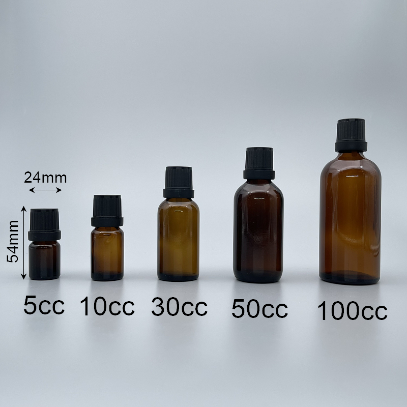 精油瓶 茶色 黑色安全蓋 5cc