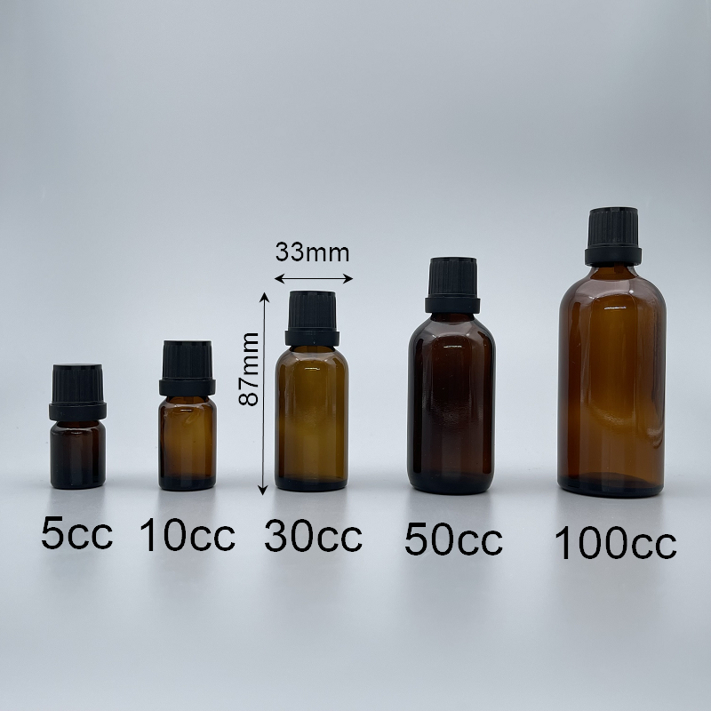 精油瓶 茶色 黑色安全蓋 30cc