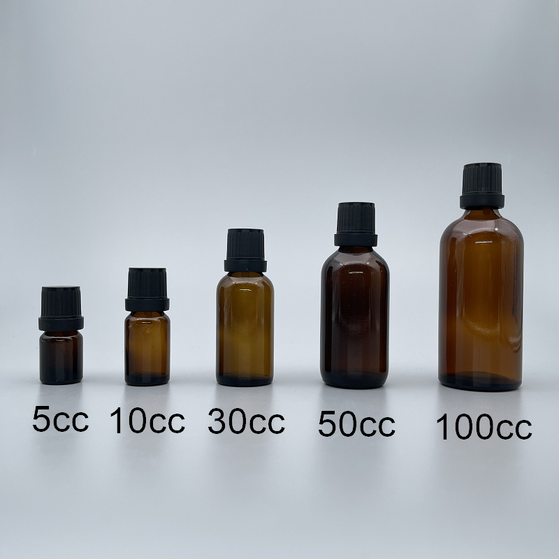 精油瓶 茶色 黑色安全蓋 100cc