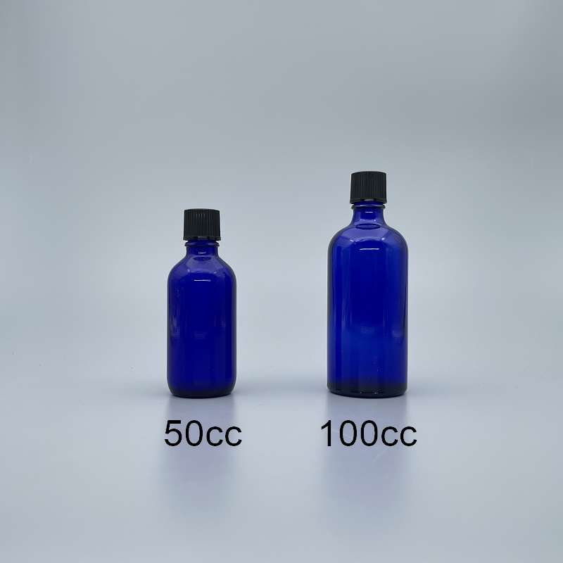 精油瓶 藍 黑蓋 100cc