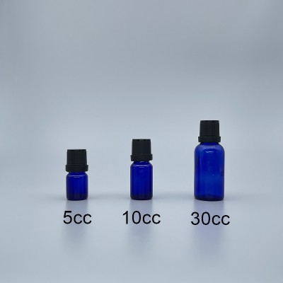 精油瓶 藍色 黑色安全蓋 5cc