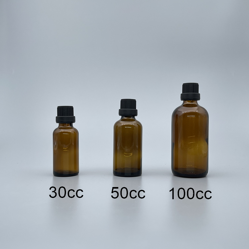 精油瓶 德國 茶色 黑色大頭安全蓋 50cc
