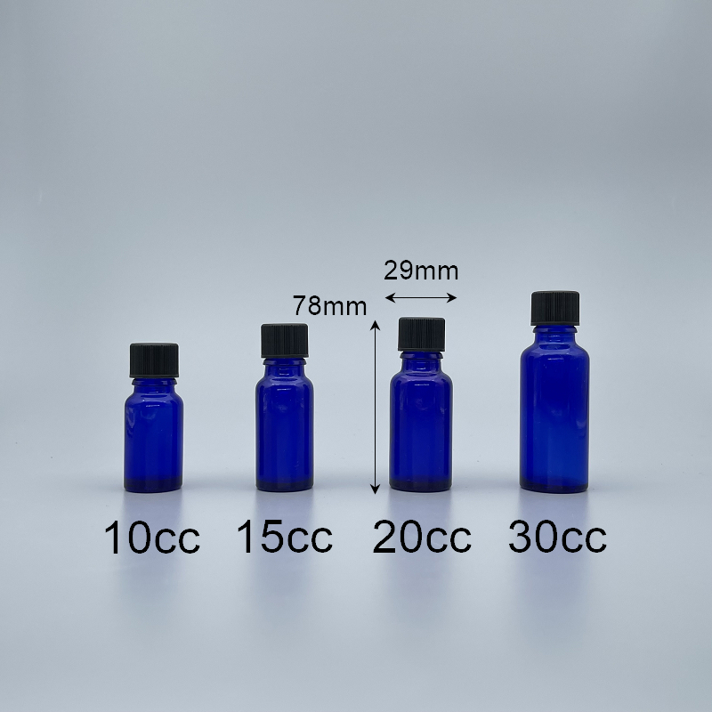 精油瓶 進口 藍 黑大頭安全蓋 20cc