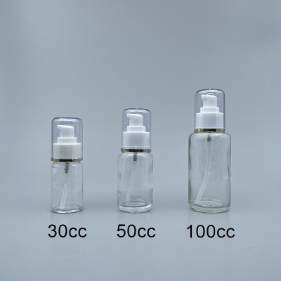 壓瓶 附蓋 透玻 30cc  蓋滾金邊 L-0350