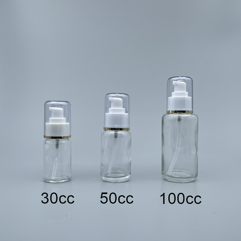 壓瓶 附蓋 透玻 30cc  蓋滾金邊 L-0350