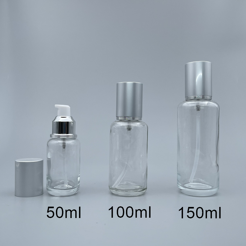 壓瓶 霧銀蓋 透玻 100ml L-1019