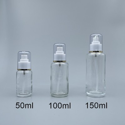 噴瓶 透玻 附蓋 50ml 蓋滾金邊 L-0514