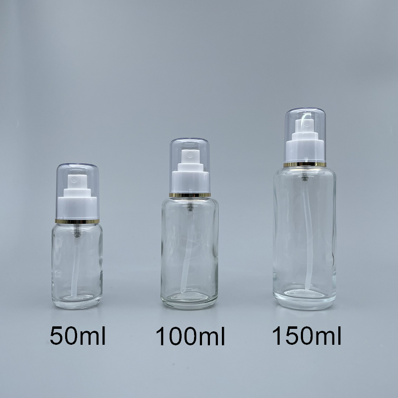 噴瓶 透玻 附蓋 100ml 蓋滾金邊 L-1019