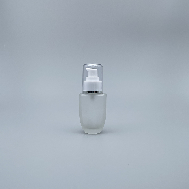 桃型 壓瓶 附蓋毛玻 50cc 蓋滾銀邊