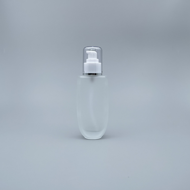 桃型 壓瓶 附蓋毛玻 100cc 蓋滾銀邊