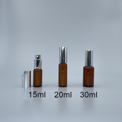 噴瓶 茶玻 銀蓋銀噴頭 15cc 24x63mm