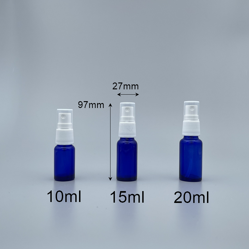 精油壓瓶 進口 藍色 白壓頭 15ml