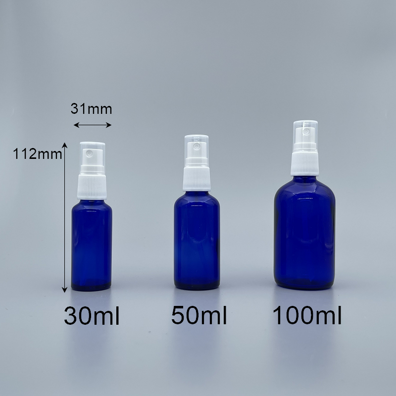 精油壓瓶 進口 藍色 白壓頭 30ml