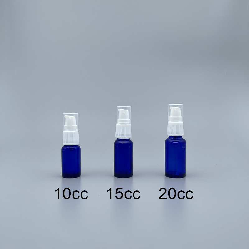 精油壓瓶 進口 藍色 白壓頭 10ml