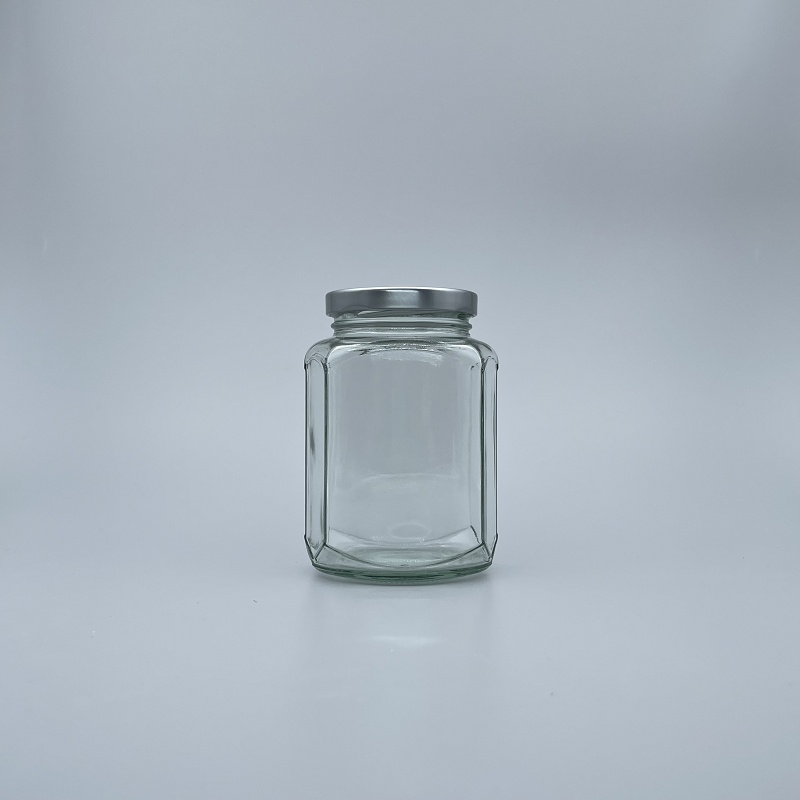 食品罐 扁六角瓶 350ml RP-84 銀蓋 63mm