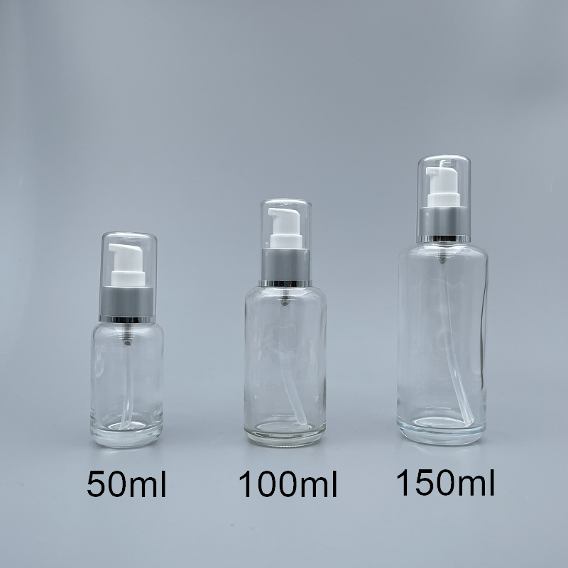 壓瓶 附蓋霧銀中束 透明 50ml L-0514