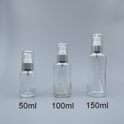 壓瓶 附蓋霧銀中束 透明 100ml L-1019
