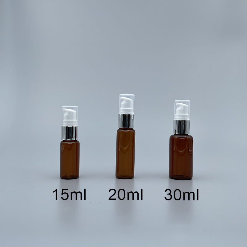 壓瓶 20ml 24x78茶色+18牙亮銀頭+PP小蓋