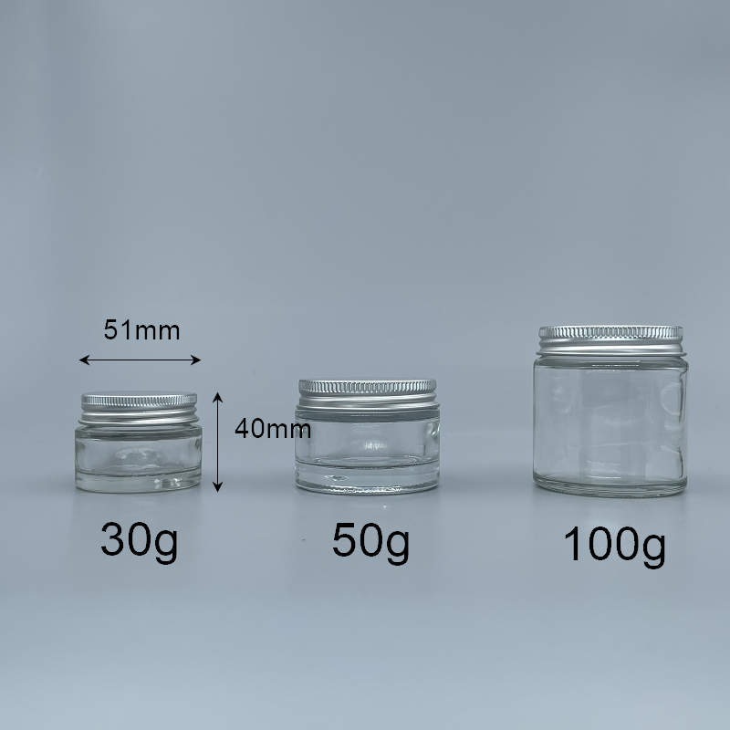 鋁蓋面霜盒 30g 透明玻璃