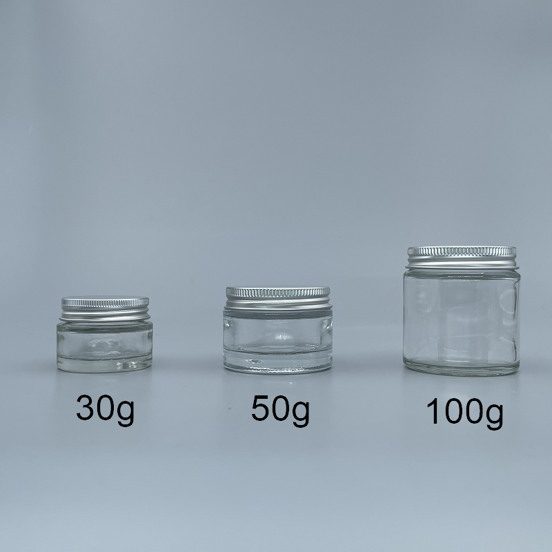 鋁蓋面霜盒 30g 透明玻璃