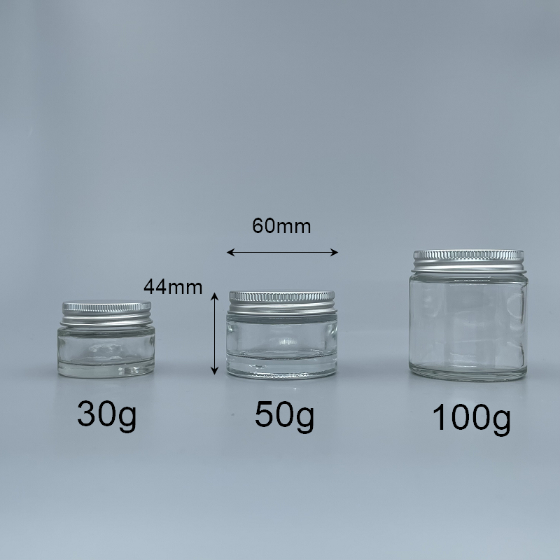 鋁蓋面霜盒 50g 透明玻璃