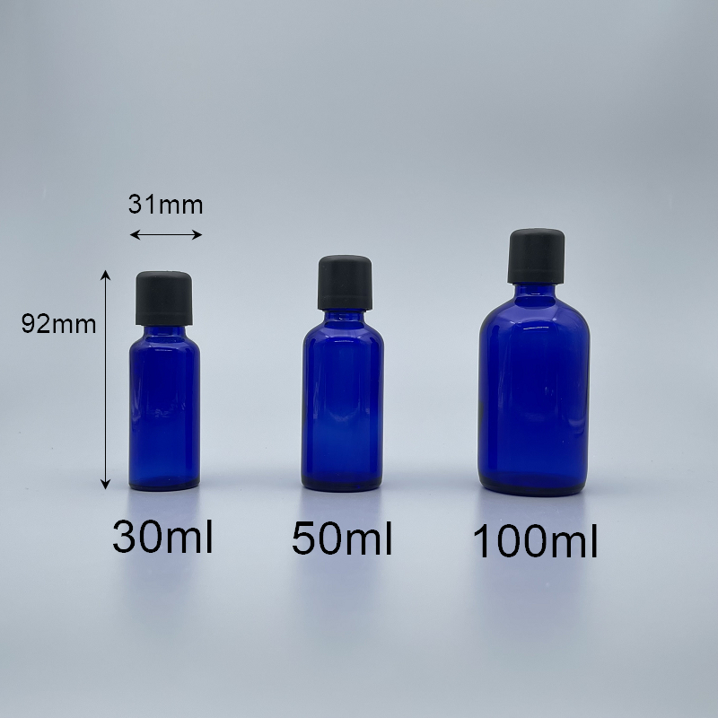 精油瓶 進口 藍 下壓式安全蓋 30cc