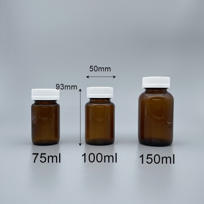 玻璃瓶 茶色 白安全蓋+封口紙 100ml