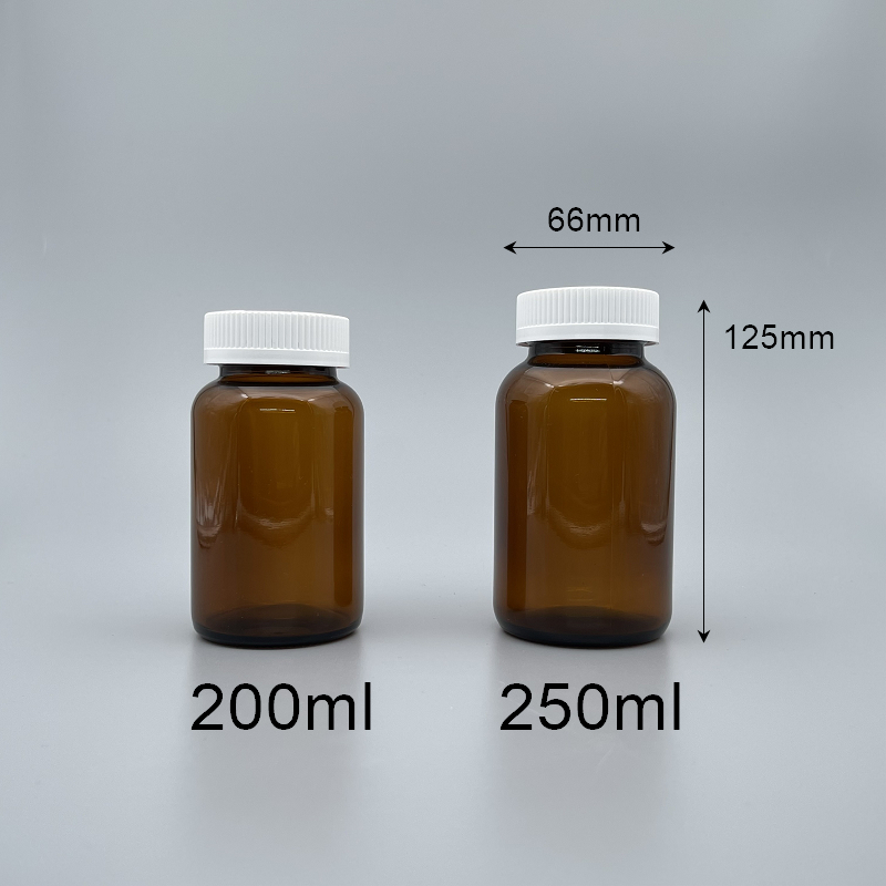 玻璃瓶 茶色 白安全蓋+封口紙 250ml