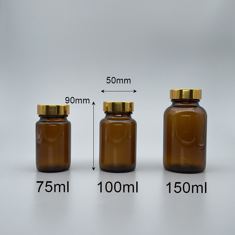 玻璃瓶 茶色 金蓋9# 100ml GM-100RT