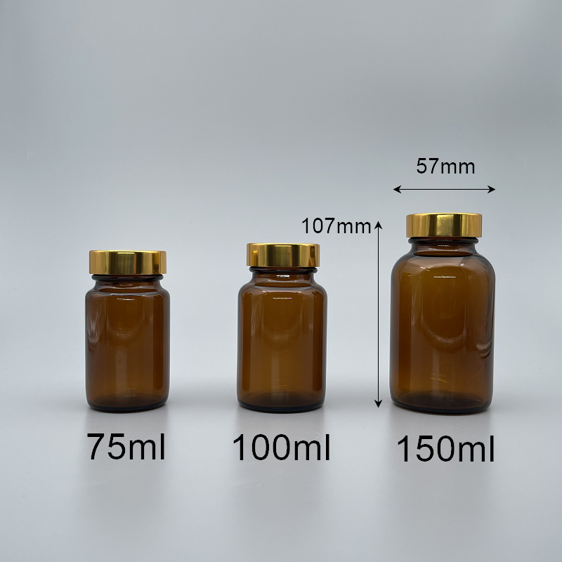 玻璃瓶 茶色 金蓋9# 150ml