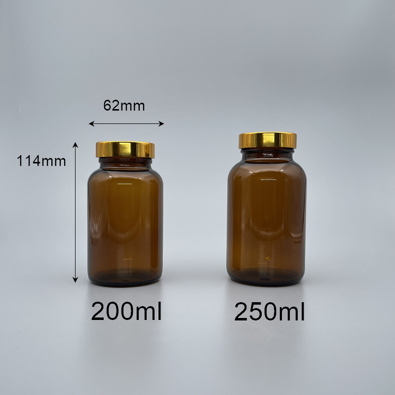 玻璃瓶 茶色 45mm金蓋11# 200ml